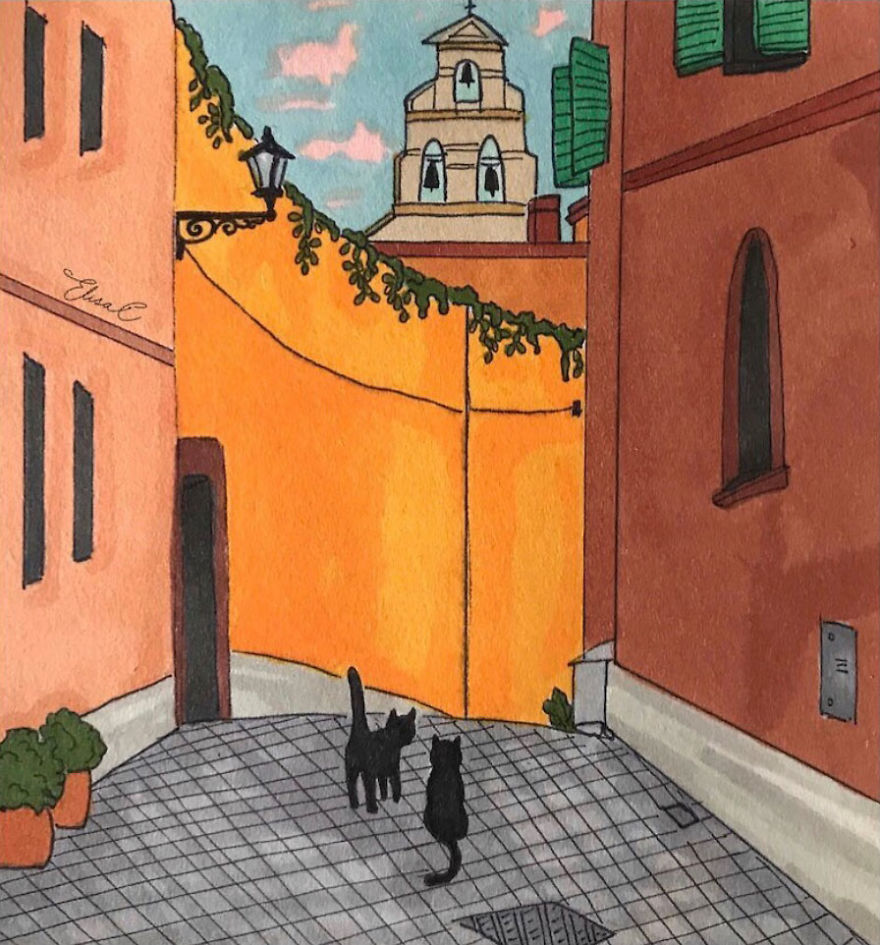 After Lockdown, I Was Happy To Explore Rome Again So I Drew These 19 Illustrations Of My Cat Walking Around The City After Lockdown, I Was Happy To Explore Rome Again So I Drew These 19 Illustrations Of My Cat Walking Around The City