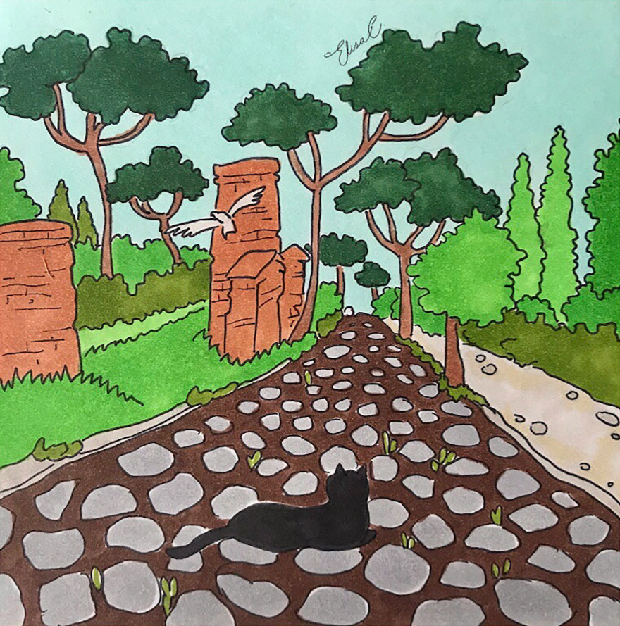 After Lockdown, I Was Happy To Explore Rome Again So I Drew These 19 Illustrations Of My Cat Walking Around The City After Lockdown, I Was Happy To Explore Rome Again So I Drew These 19 Illustrations Of My Cat Walking Around The City