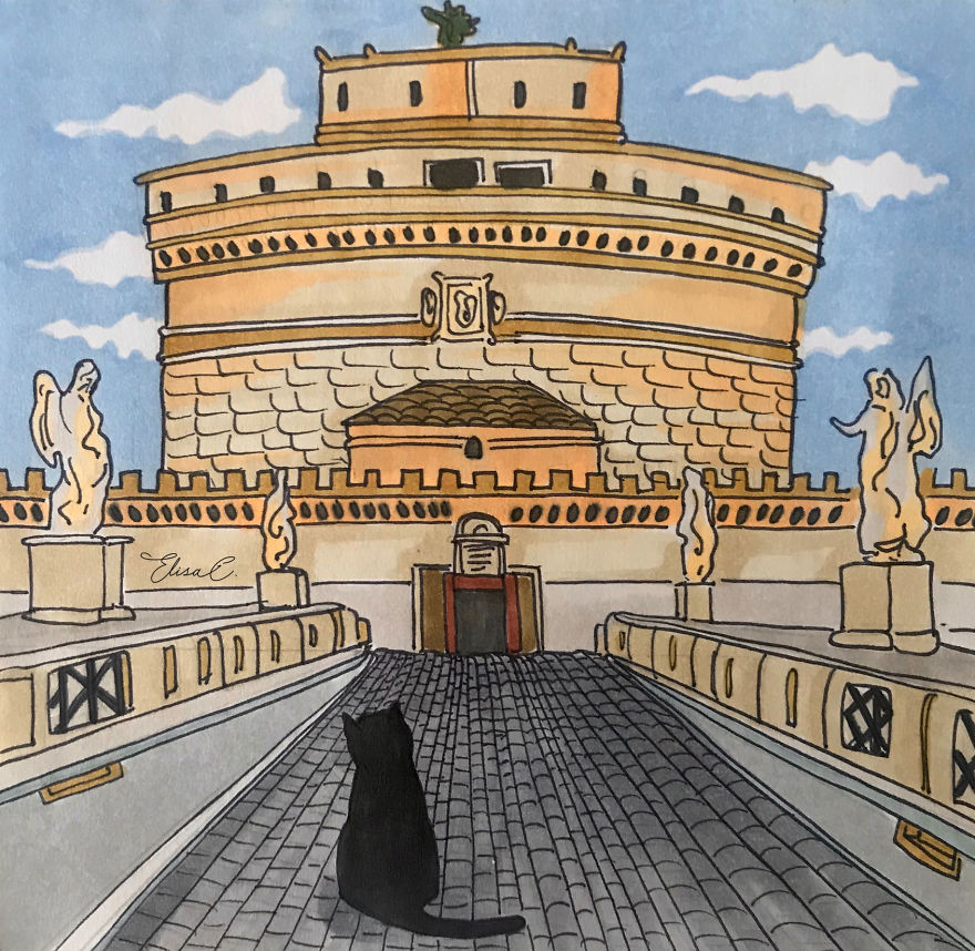 After Lockdown, I Was Happy To Explore Rome Again So I Drew These 19 Illustrations Of My Cat Walking Around The City After Lockdown, I Was Happy To Explore Rome Again So I Drew These 19 Illustrations Of My Cat Walking Around The City