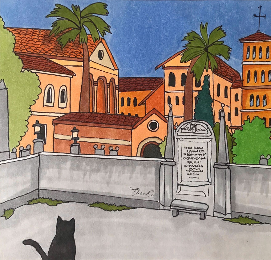 After Lockdown, I Was Happy To Explore Rome Again So I Drew These 19 Illustrations Of My Cat Walking Around The City After Lockdown, I Was Happy To Explore Rome Again So I Drew These 19 Illustrations Of My Cat Walking Around The City
