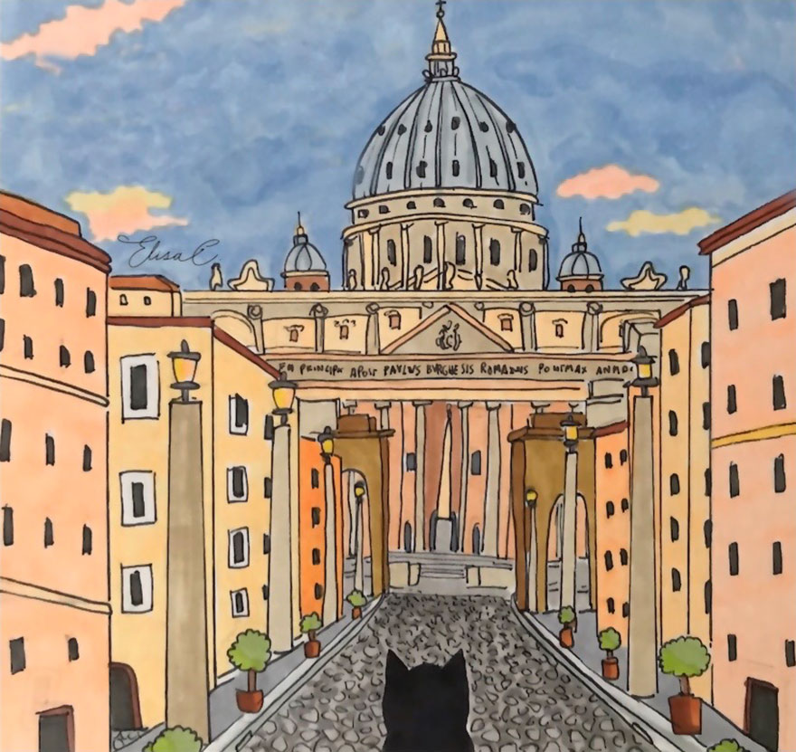 After Lockdown, I Was Happy To Explore Rome Again So I Drew These 19 Illustrations Of My Cat Walking Around The City After Lockdown, I Was Happy To Explore Rome Again So I Drew These 19 Illustrations Of My Cat Walking Around The City