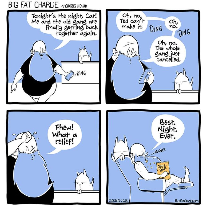 My 40 Fun Comics About My Daily Struggles As A Fat Man