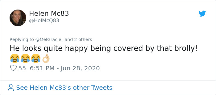 Security Guard For A Morrisons Store Goes Viral For Shielding A Waiting Dog From The Rain With His Umbrella