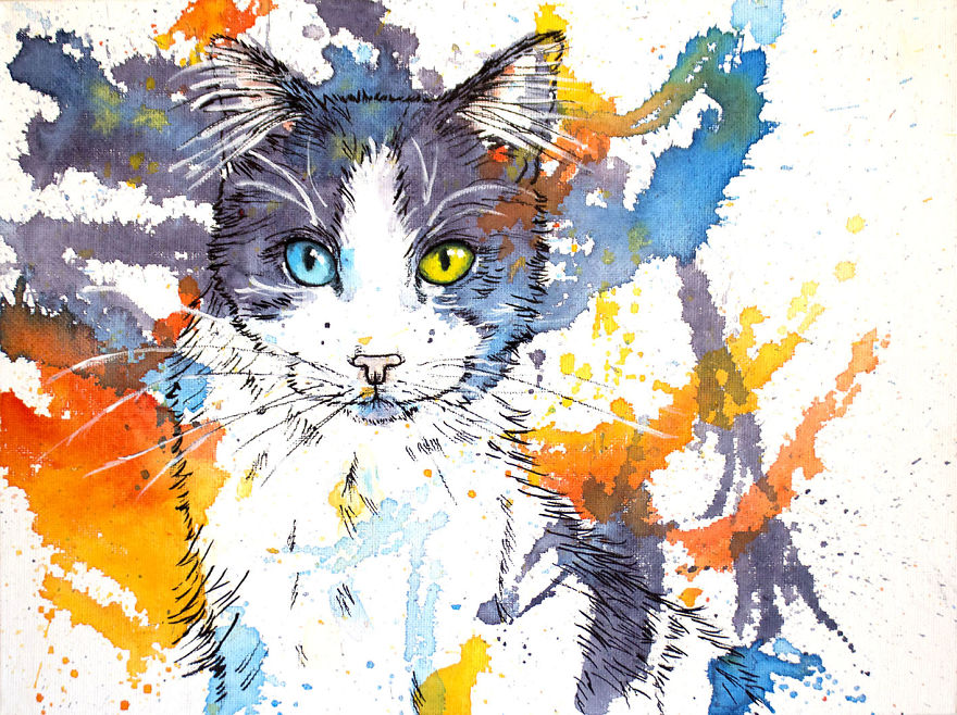 I Use Color Splatters To Paint People’s Pets I Use Color Splatters To Paint People’s Pets