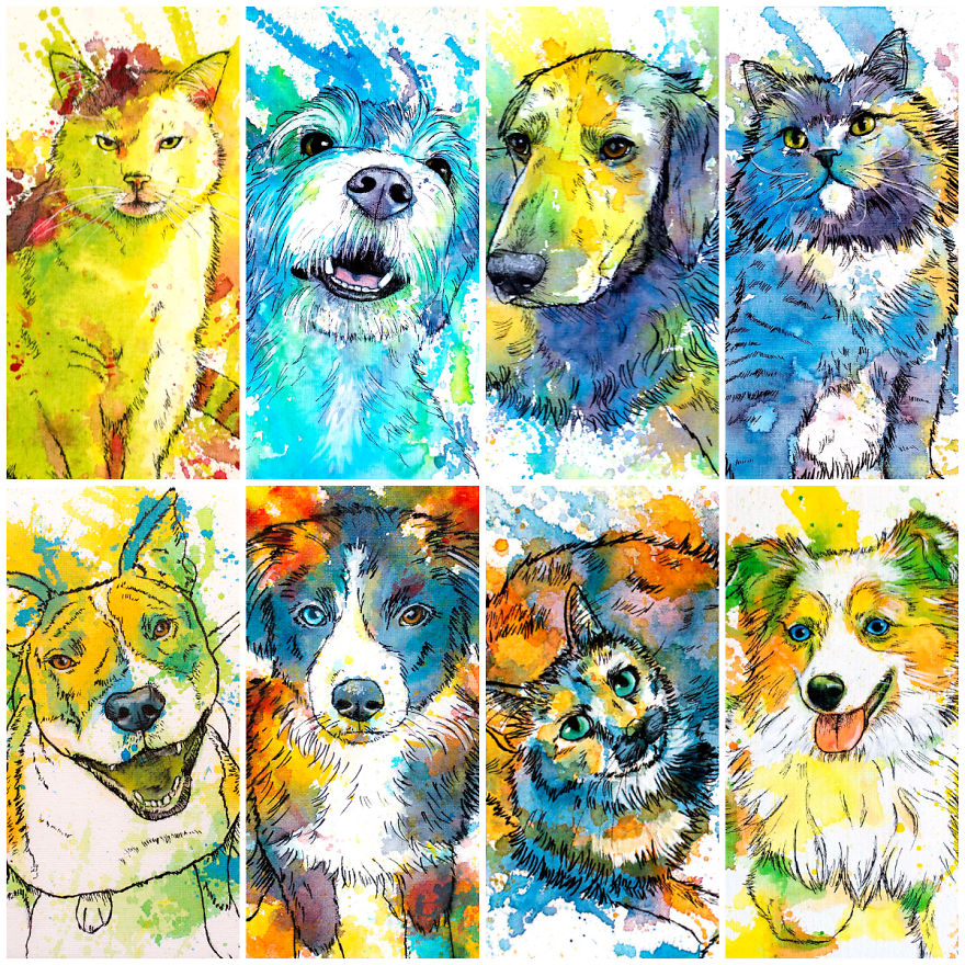 I Use Color Splatters To Paint People’s Pets I Use Color Splatters To Paint People’s Pets
