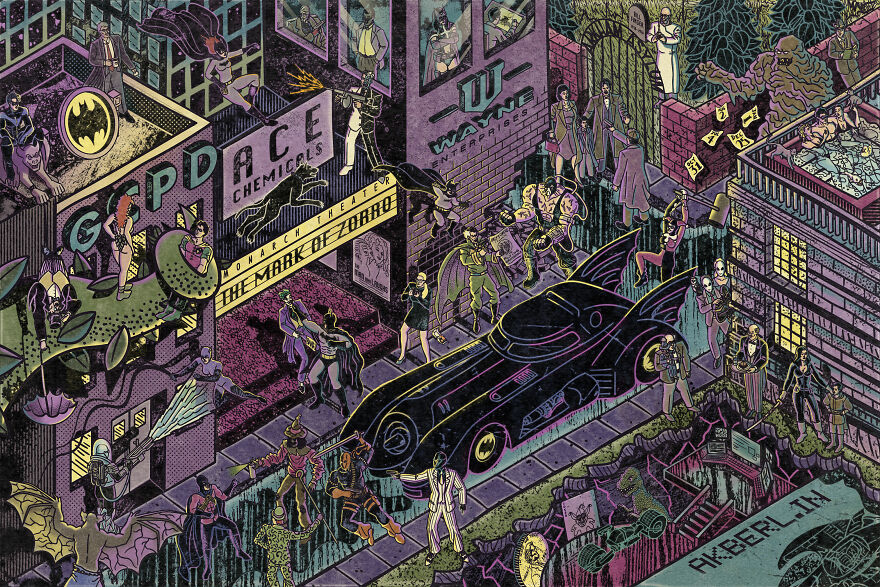 My Digital Illustration Of Batman’s Gotham City That’s Full Of Easter Eggs My Digital Illustration Of Batman’s Gotham City That’s Full Of Easter Eggs