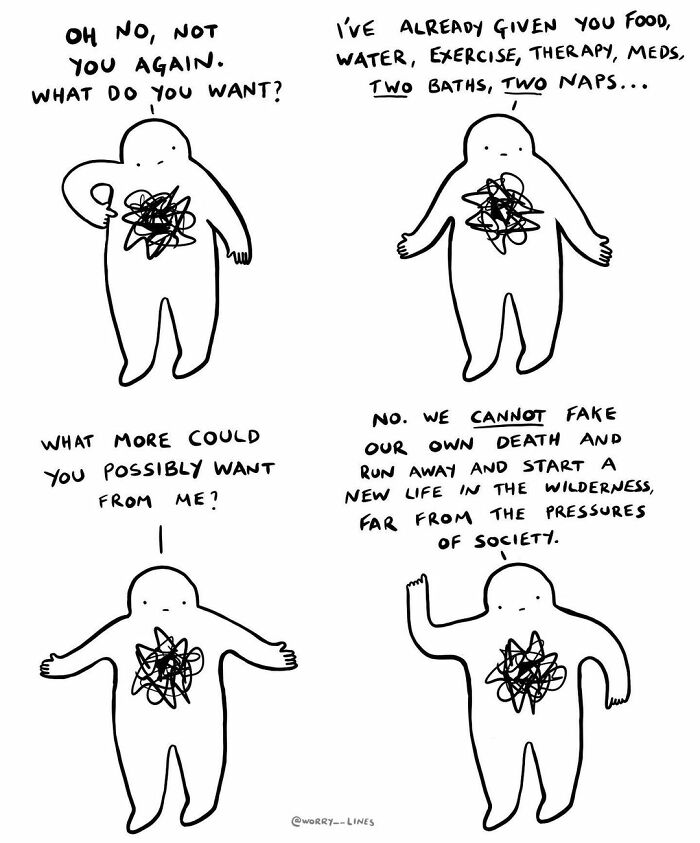 30 Minimalistic Illustrations That Tackle Mental Health By “Worry Lines” 30 Minimalistic Illustrations That Tackle Mental Health By “Worry Lines”