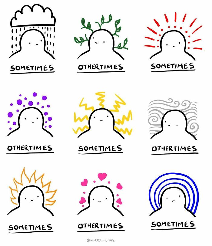 30 Minimalistic Illustrations That Tackle Mental Health By “Worry Lines” 30 Minimalistic Illustrations That Tackle Mental Health By “Worry Lines”