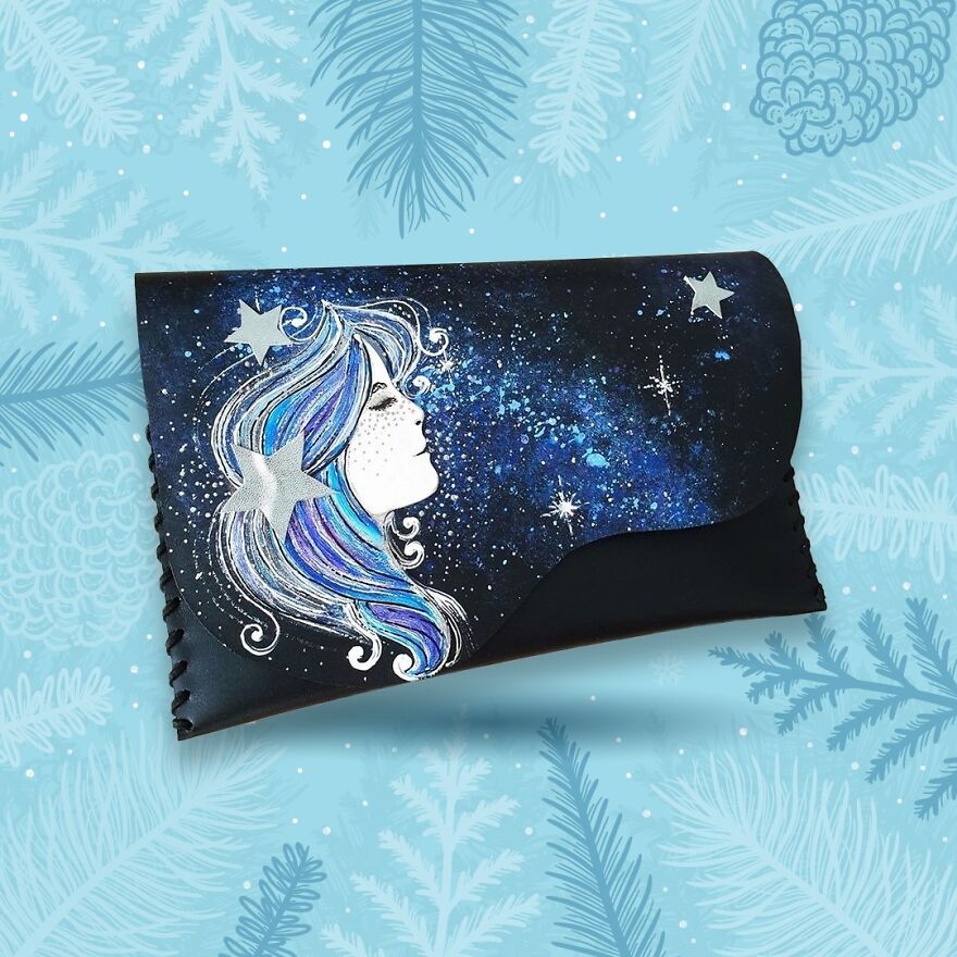 I Use 3D And Collage Techniques To Create Unique Handmade Winter-Themed Leather Clutch Bags (21 Pics)
