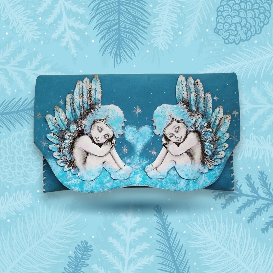 I Use 3D And Collage Techniques To Create Unique Handmade Winter-Themed Leather Clutch Bags (21 Pics)