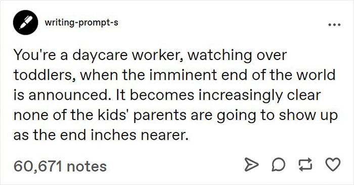 Over 75K People On Tumblr Can’t Get Enough Of This Fictional Story About A Daycare Worker Watching Over Toddlers During The End Of The World Over 75K People On Tumblr Can’t Get Enough Of This Fictional Story About A Daycare Worker Watching Over Toddlers During The End Of The World