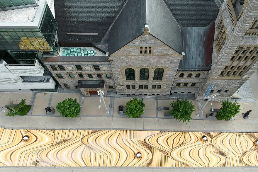 Optical Illusion Transforms A Street In Montreal Into Wavy Sand Dunes Optical Illusion Transforms A Street In Montreal Into Wavy Sand Dunes