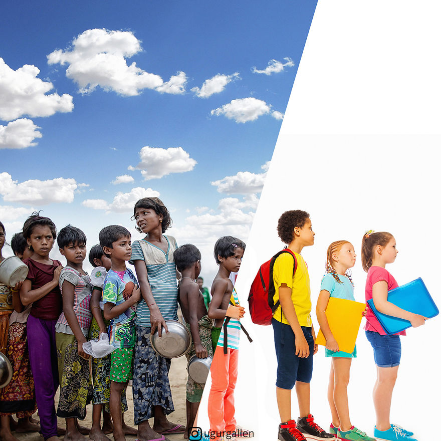 I Show The Contrast Between The Two Worlds That Our Children Currently Live In By Combining Photos (29 Pics) I Show The Contrast Between The Two Worlds That Our Children Currently Live In By Combining Photos (29 Pics)