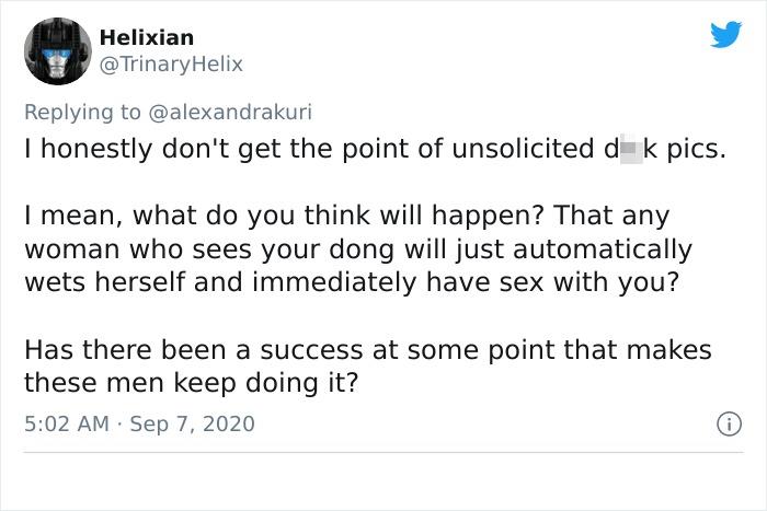 Woman Receives An Unsolicited Pic, Sends A Genius Response To The Creep And It Works Like A Charm Woman Receives An Unsolicited Pic, Sends A Genius Response To The Creep And It Works Like A Charm