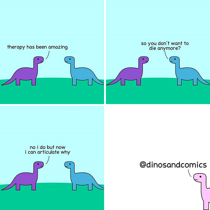 Explore Mental Health and Life Through Honest Dinosaur Comic Strips Explore Mental Health and Life Through Honest Dinosaur Comic Strips
