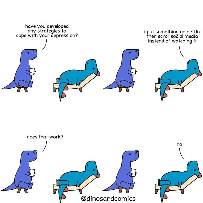Explore Mental Health and Life Through Honest Dinosaur Comic Strips Explore Mental Health and Life Through Honest Dinosaur Comic Strips