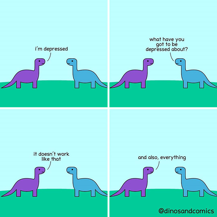 Explore Mental Health and Life Through Honest Dinosaur Comic Strips Explore Mental Health and Life Through Honest Dinosaur Comic Strips