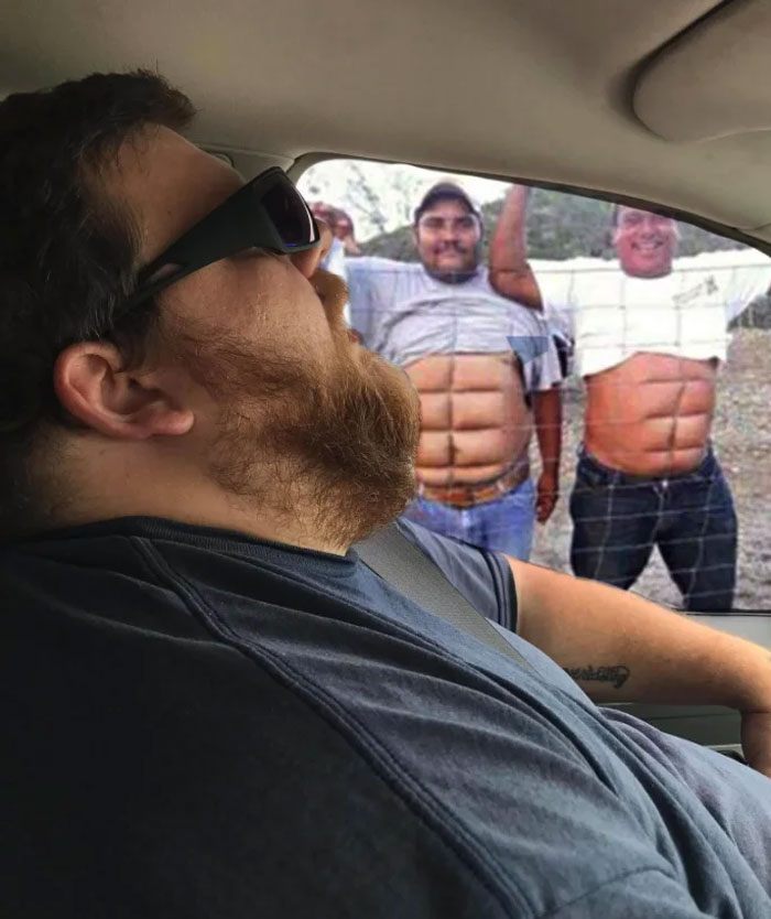 Guy Falls Asleep On A Road Trip, Wife Asks People To Photoshop What He Missed While Sleeping (30 Pics)