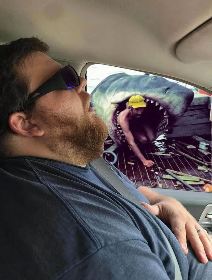 Guy Falls Asleep On A Road Trip, Wife Asks People To Photoshop What He Missed While Sleeping (30 Pics)