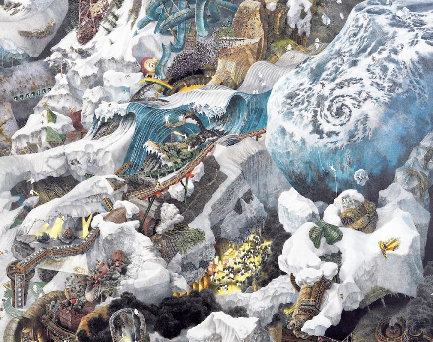 Japanese Artist Fits Entire Worlds Into His Drawings, And His Surreal Works Take Him Years (28 Pics)