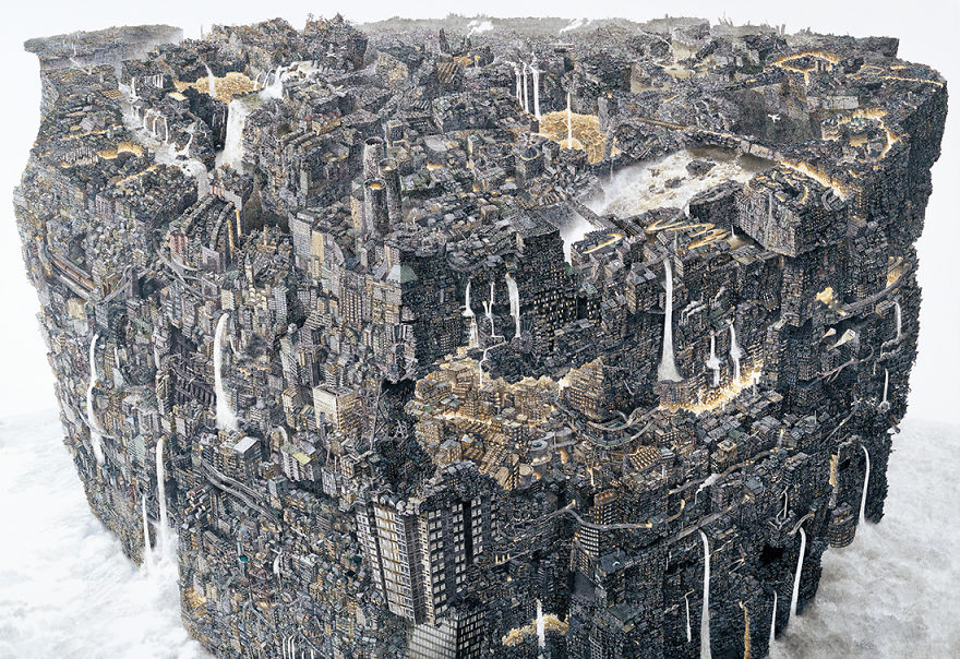 Japanese Artist Fits Entire Worlds Into His Drawings, And His Surreal Works Take Him Years (28 Pics)