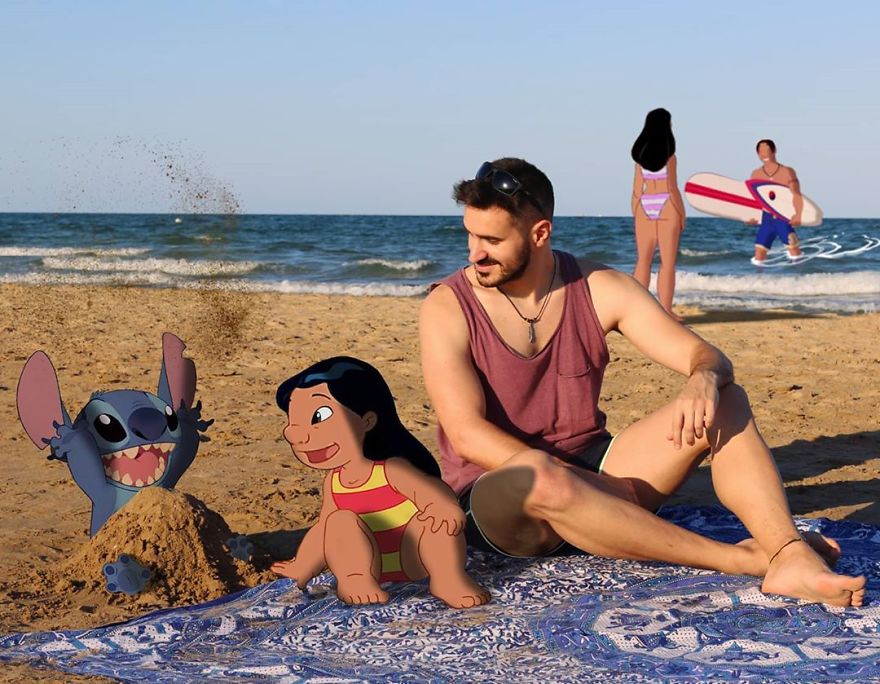 Guy Edits Disney Characters Into His Photos And The Result Looks Like They&#8217;re Having A Blast (30 Pics)