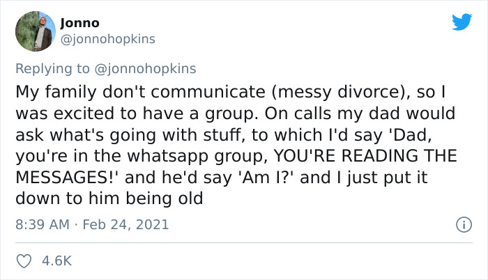 Man Shares Story Of Random Guy Being Added To His Family Chat Instead Of His Actual Dad, 78K Tweeters Are Cracking Up Man Shares Story Of Random Guy Being Added To His Family Chat Instead Of His Actual Dad, 78K Tweeters Are Cracking Up