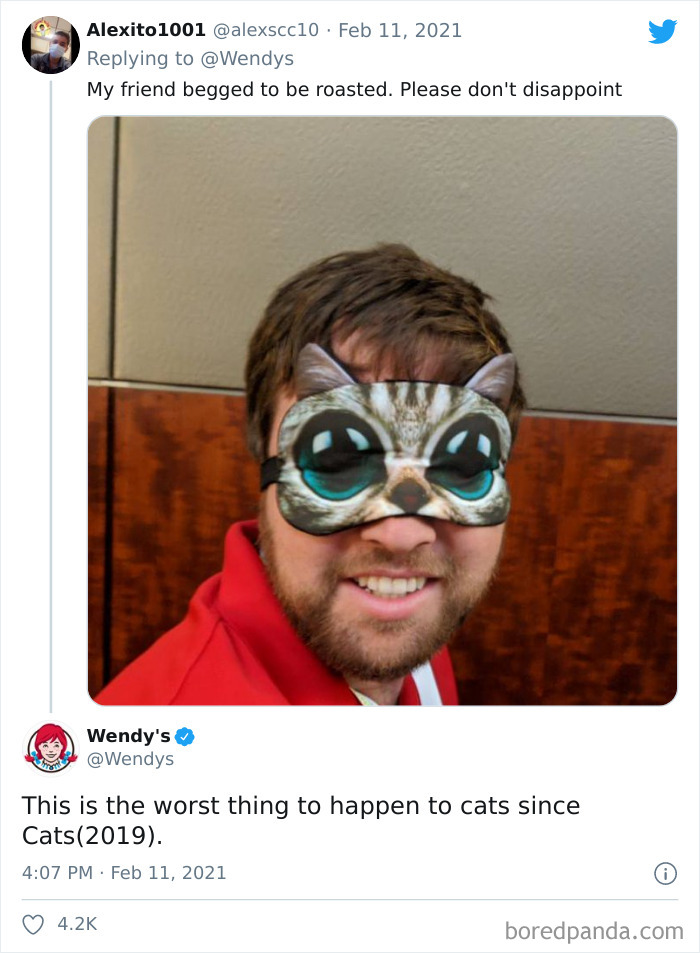 Wendy’s Is Celebrating National Roast Day By Roasting Companies And People Who Asked For It, And Here’re 40 Of Their Most Savage Posts Wendy’s Is Celebrating National Roast Day By Roasting Companies And People Who Asked For It, And Here’re 40 Of Their Most Savage Posts