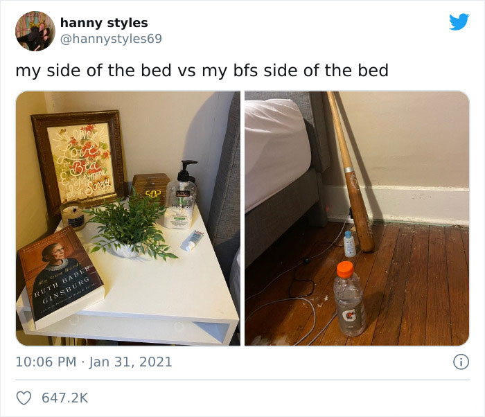 Women Are Comparing Their Side Of The Bed Vs. Their Boyfriends’, And People Find The Similarities Between Men Hilarious Women Are Comparing Their Side Of The Bed Vs. Their Boyfriends’, And People Find The Similarities Between Men Hilarious