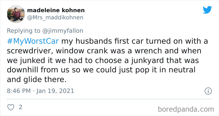 Jimmy Fallon Asks People To Share Their Worst Car Stories, Receives 50 Hilarious Ones Jimmy Fallon Asks People To Share Their Worst Car Stories, Receives 50 Hilarious Ones