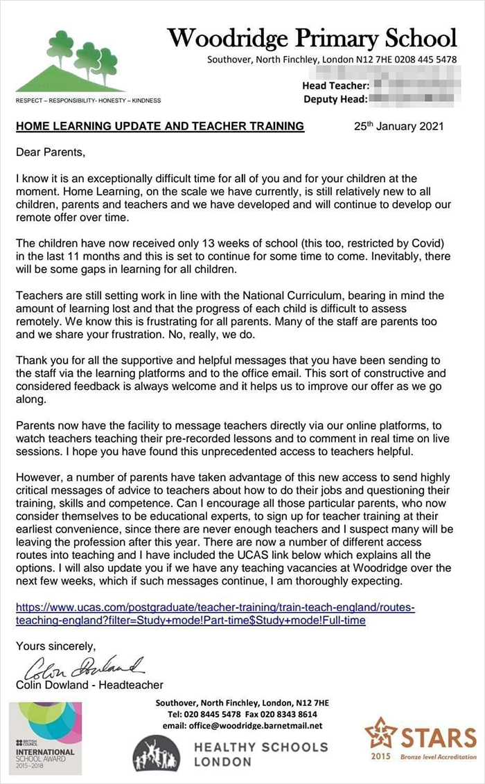 Headmaster Sends Out A Savage Letter To Parents Always Telling His Staff How To Teach Headmaster Sends Out A Savage Letter To Parents Always Telling His Staff How To Teach