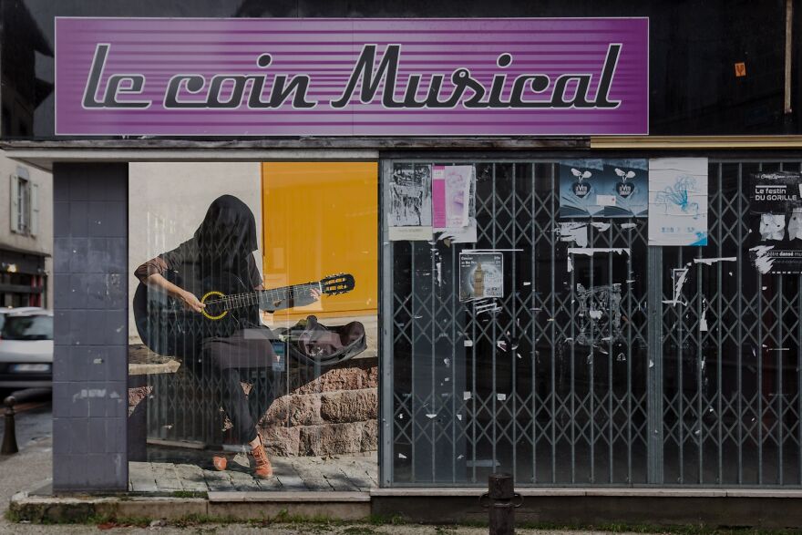 I Superimposed Street Photos I Took Around The World Over The Closed Businesses In Aurillac To Bring Them To Life During The Pandemic (31 Pics)