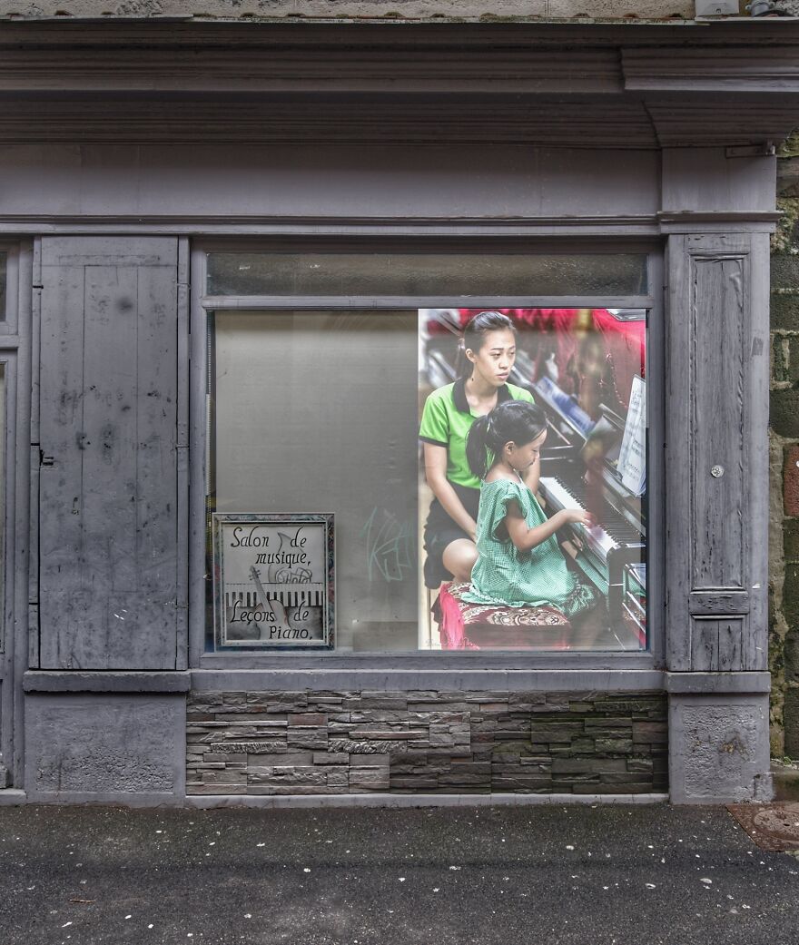 I Superimposed Street Photos I Took Around The World Over The Closed Businesses In Aurillac To Bring Them To Life During The Pandemic (31 Pics)