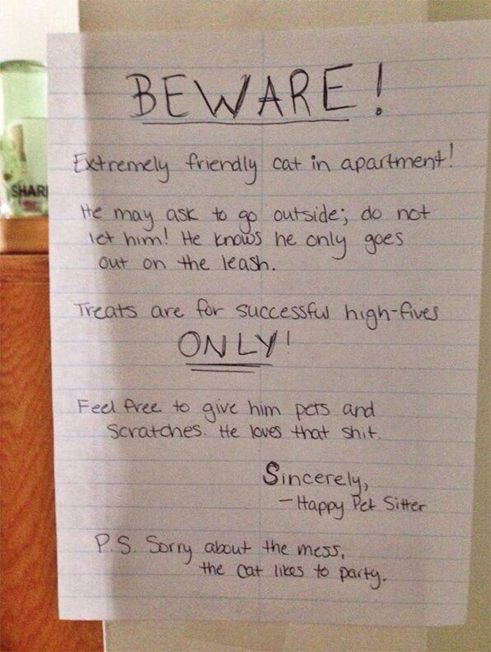 34 Times Cats Acted So Audacious That Their Owners Put Up A Sign To Warn Others About Their Ways 34 Times Cats Acted So Audacious That Their Owners Put Up A Sign To Warn Others About Their Ways