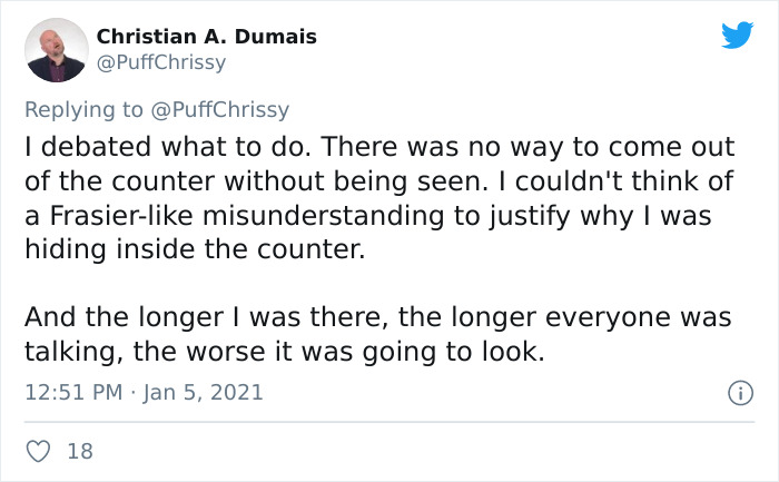 Man Shares A Fail Story From When He Hid Under The Pharmacy Counter At Work And Then The CEO Arrived Man Shares A Fail Story From When He Hid Under The Pharmacy Counter At Work And Then The CEO Arrived