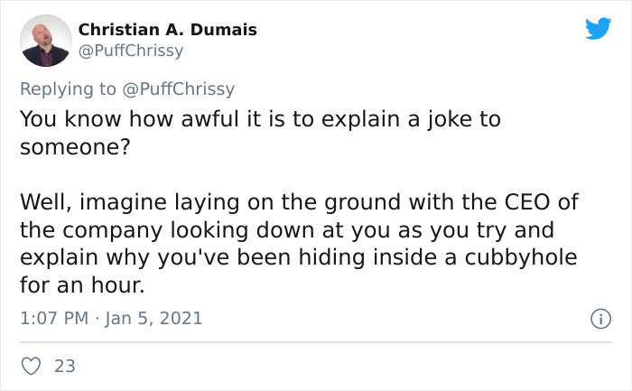 Man Shares A Fail Story From When He Hid Under The Pharmacy Counter At Work And Then The CEO Arrived Man Shares A Fail Story From When He Hid Under The Pharmacy Counter At Work And Then The CEO Arrived