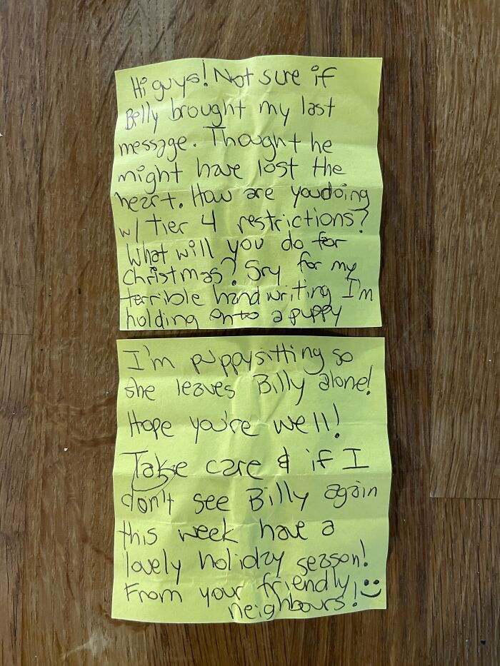 Cat Brings Its Parents A Note From The Neighbors He Visits, They Become Pen Pals With The Cat As Their Postman