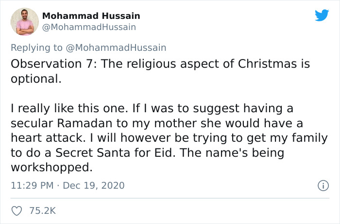 Muslim Guy Celebrating His First Christmas Shares His Observations On Twitter, And They’re Hilariously Accurate Muslim Guy Celebrating His First Christmas Shares His Observations On Twitter, And They’re Hilariously Accurate