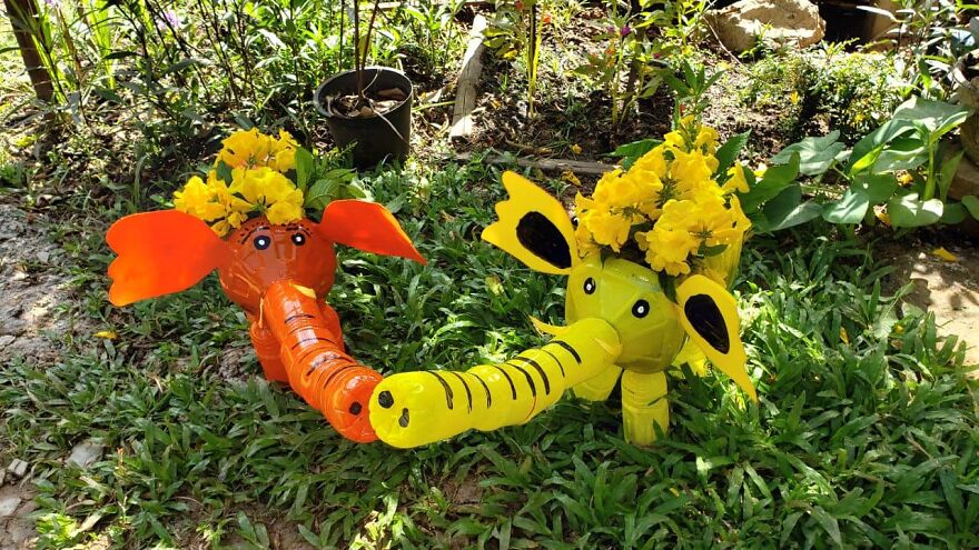 I Recycle Plastic Bottles Into Elephant Planter Pots I Recycle Plastic Bottles Into Elephant Planter Pots
