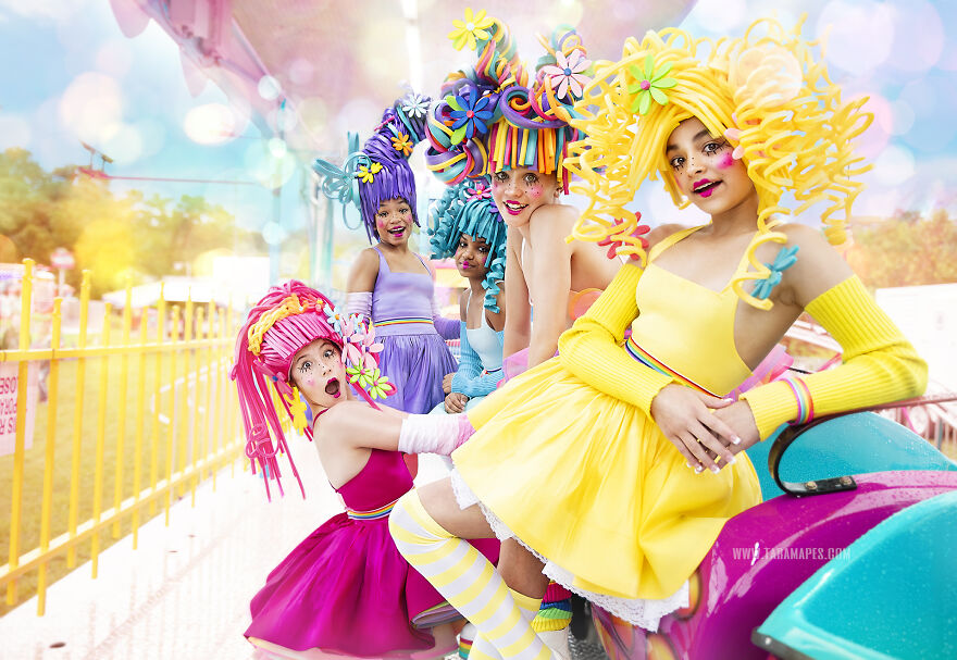 I Created Foam Wigs And Shot At An Empty Carnival To Create This Colorful Carnival Photoshoot I Created Foam Wigs And Shot At An Empty Carnival To Create This Colorful Carnival Photoshoot
