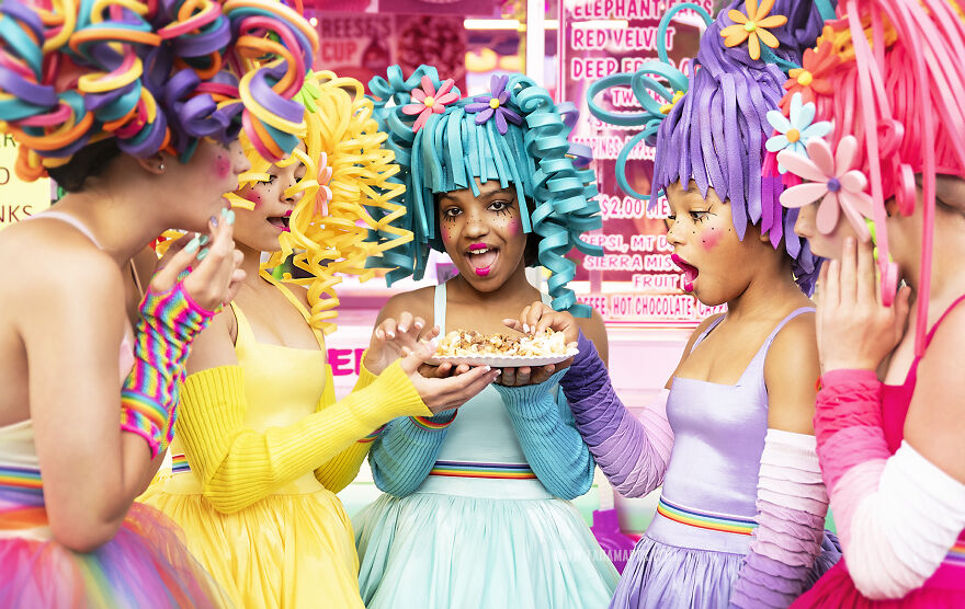 I Created Foam Wigs And Shot At An Empty Carnival To Create This Colorful Carnival Photoshoot I Created Foam Wigs And Shot At An Empty Carnival To Create This Colorful Carnival Photoshoot