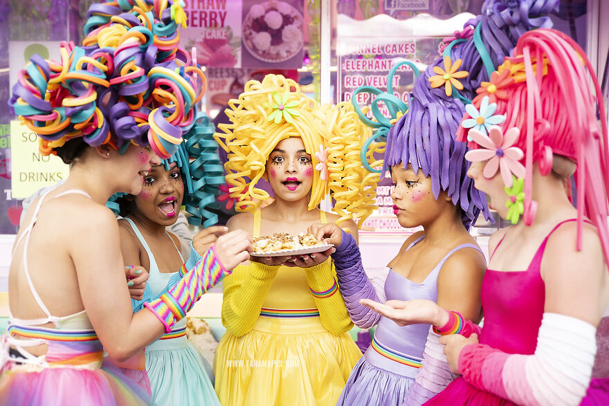 I Created Foam Wigs And Shot At An Empty Carnival To Create This Colorful Carnival Photoshoot I Created Foam Wigs And Shot At An Empty Carnival To Create This Colorful Carnival Photoshoot
