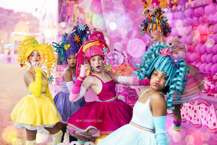 I Created Foam Wigs And Shot At An Empty Carnival To Create This Colorful Carnival Photoshoot I Created Foam Wigs And Shot At An Empty Carnival To Create This Colorful Carnival Photoshoot