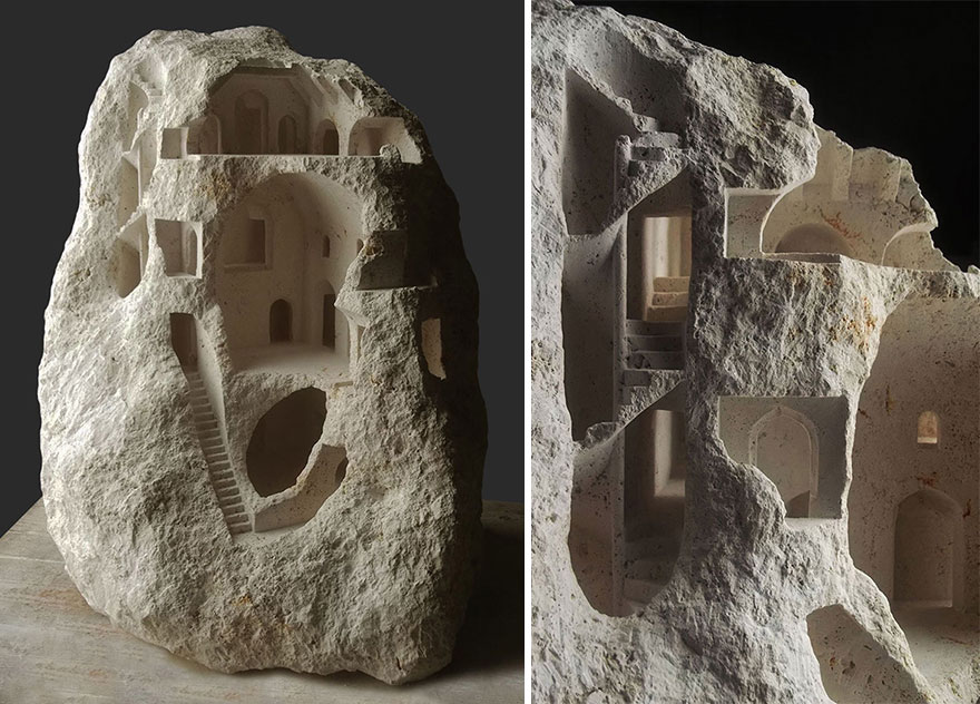 Artist Sculpts Incredible Architectural Spaces That Are Carved Into Marble And Stone (30 New Pics) Artist Sculpts Incredible Architectural Spaces That Are Carved Into Marble And Stone (30 New Pics)
