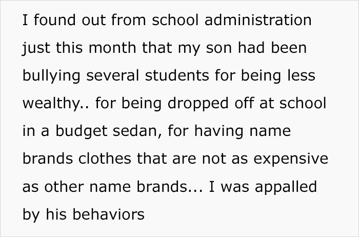 Teenage Son Makes Fun Of Less Wealthy Kids, Mom Takes Away His Expensive Clothes And Car To Teach Him A Lesson Teenage Son Makes Fun Of Less Wealthy Kids, Mom Takes Away His Expensive Clothes And Car To Teach Him A Lesson