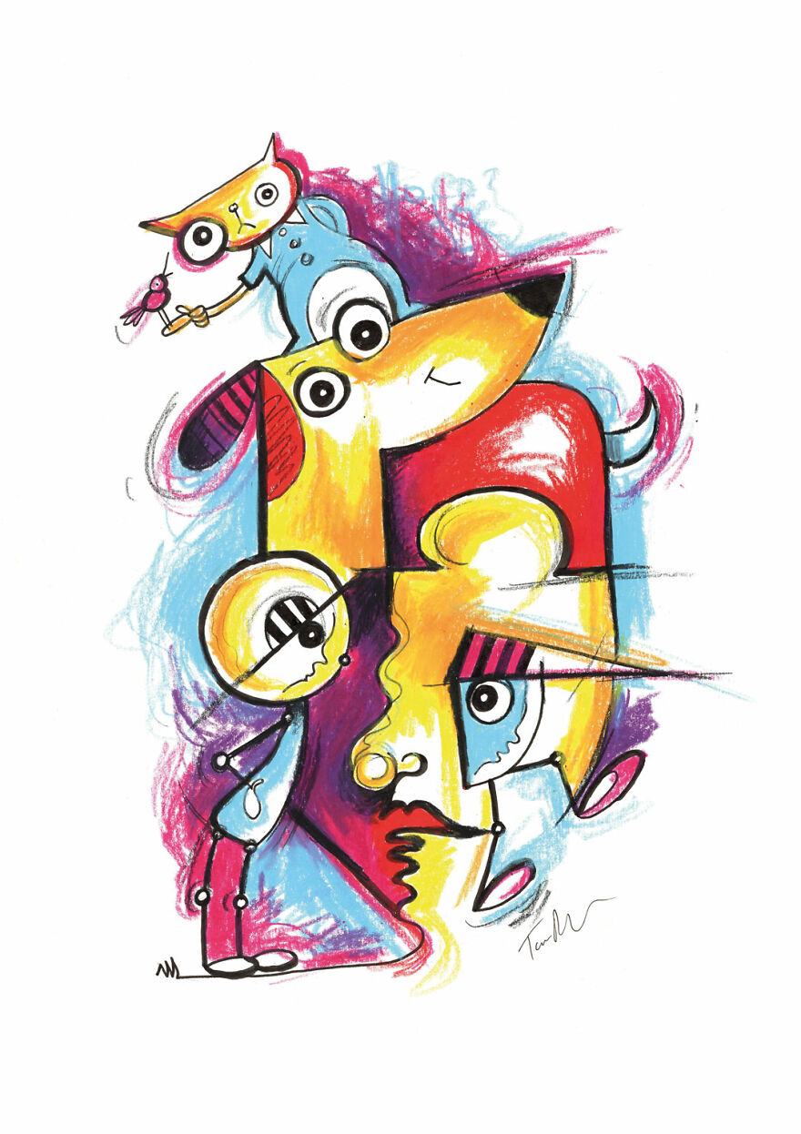 I Paint Faces Made Up Of Weird Creatures By Using Wax Pastels (9 Pics) I Paint Faces Made Up Of Weird Creatures By Using Wax Pastels (9 Pics)