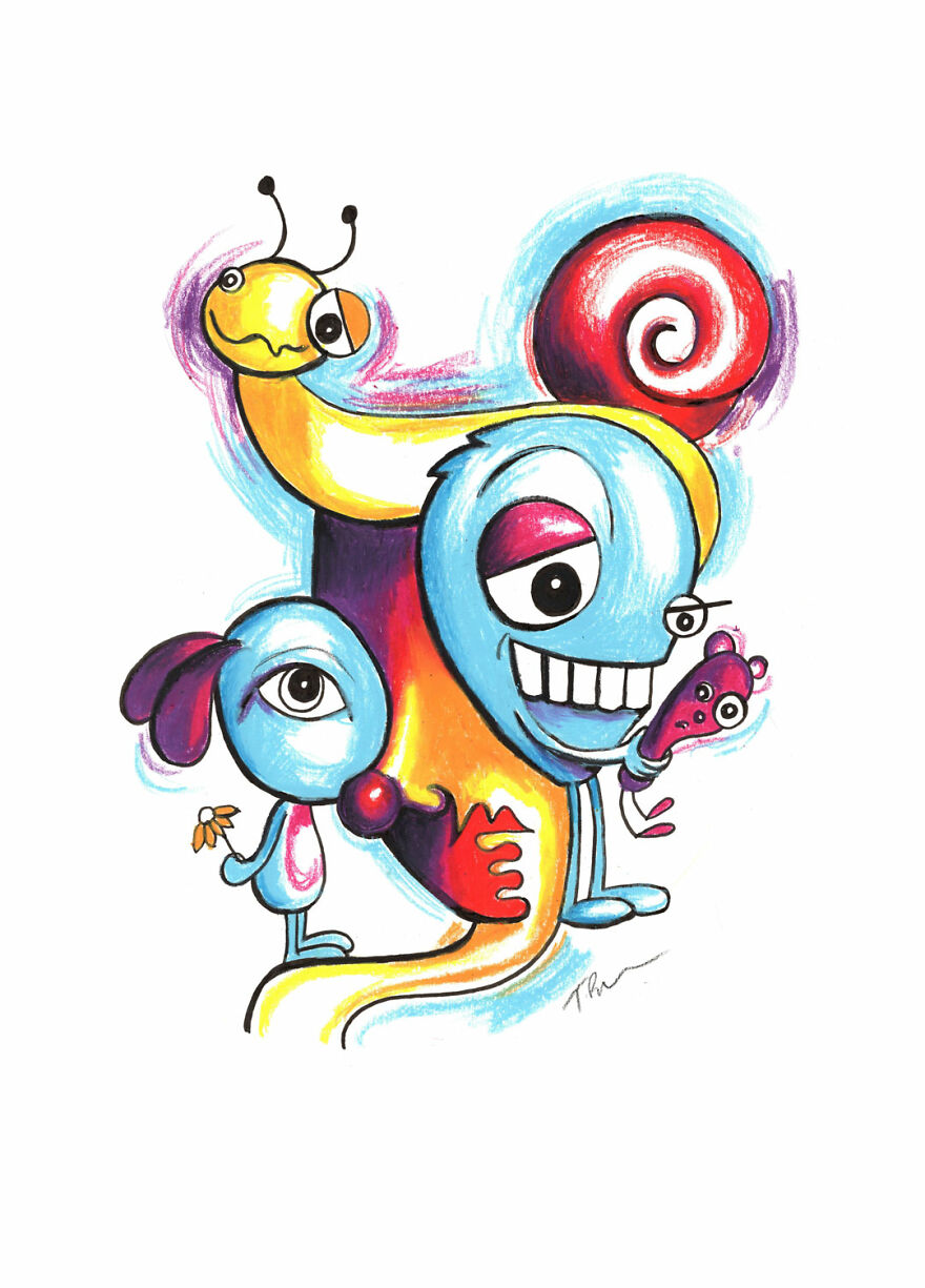 I Paint Faces Made Up Of Weird Creatures By Using Wax Pastels (9 Pics) I Paint Faces Made Up Of Weird Creatures By Using Wax Pastels (9 Pics)