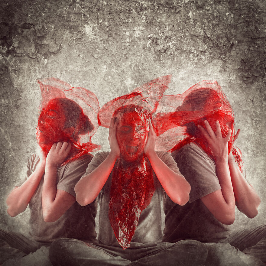 I Photographed Myself To Portray Anxiety With The Help Of Photo Manipulation