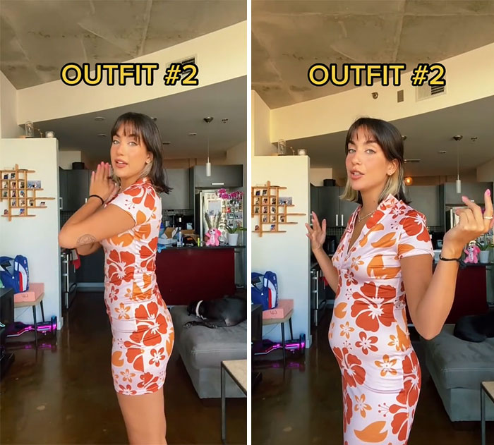 Woman Goes Viral For Her Demonstration Of How Eating Affects The Way You Look In Different Outfits Woman Goes Viral For Her Demonstration Of How Eating Affects The Way You Look In Different Outfits