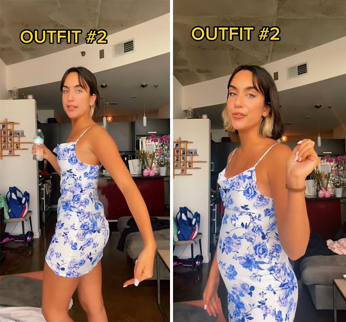 Woman Goes Viral For Her Demonstration Of How Eating Affects The Way You Look In Different Outfits Woman Goes Viral For Her Demonstration Of How Eating Affects The Way You Look In Different Outfits